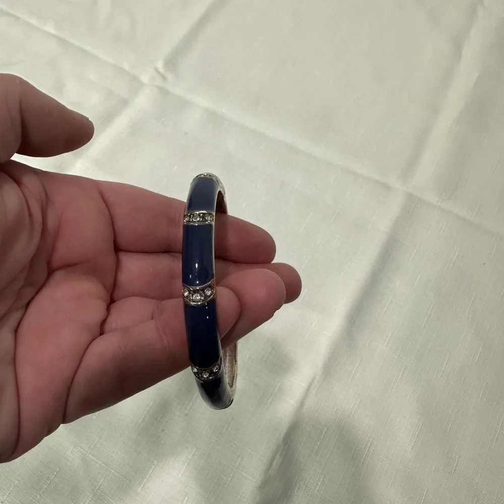 Blue and Silver Hinged Bangle